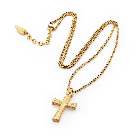 AN JEWELS JEWELRY Mod. AA.C256CG gold cross necklace on white background