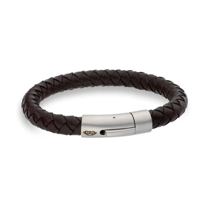 AN JEWELS JEWELRY Mod. AA.P233BR.M brown braided bracelet with silver clasp