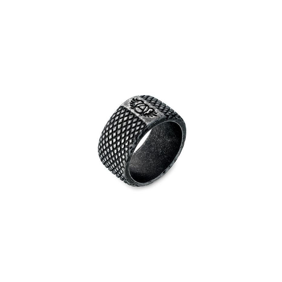 AN JEWELS JEWELRY Mod. AA.R01A-12 elegant textured ring black metal