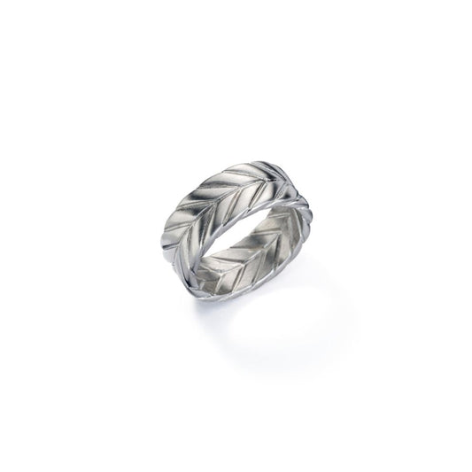 AN JEWELS JEWELRY Mod. AA.R256S-11 silver band ring with leaf pattern design