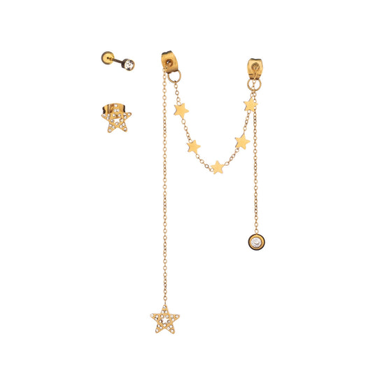 AN JEWELS JEWELRY Mod. AB.EP002G gold chain earrings with star pendants