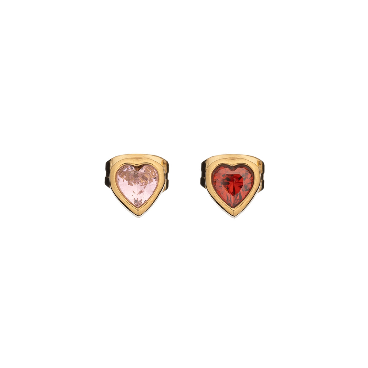 Pair of heart-shaped AN JEWELS JEWELRY Mod. AL.E2WI23SMC4 in gold with pink and red stones.