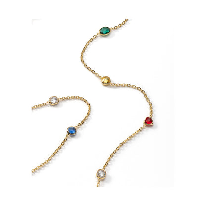 Gold chain with colorful gemstones from AN JEWELS JEWELRY Mod. AL.N2WI23SMC collection, featuring distinct red, green, and blue stones.
