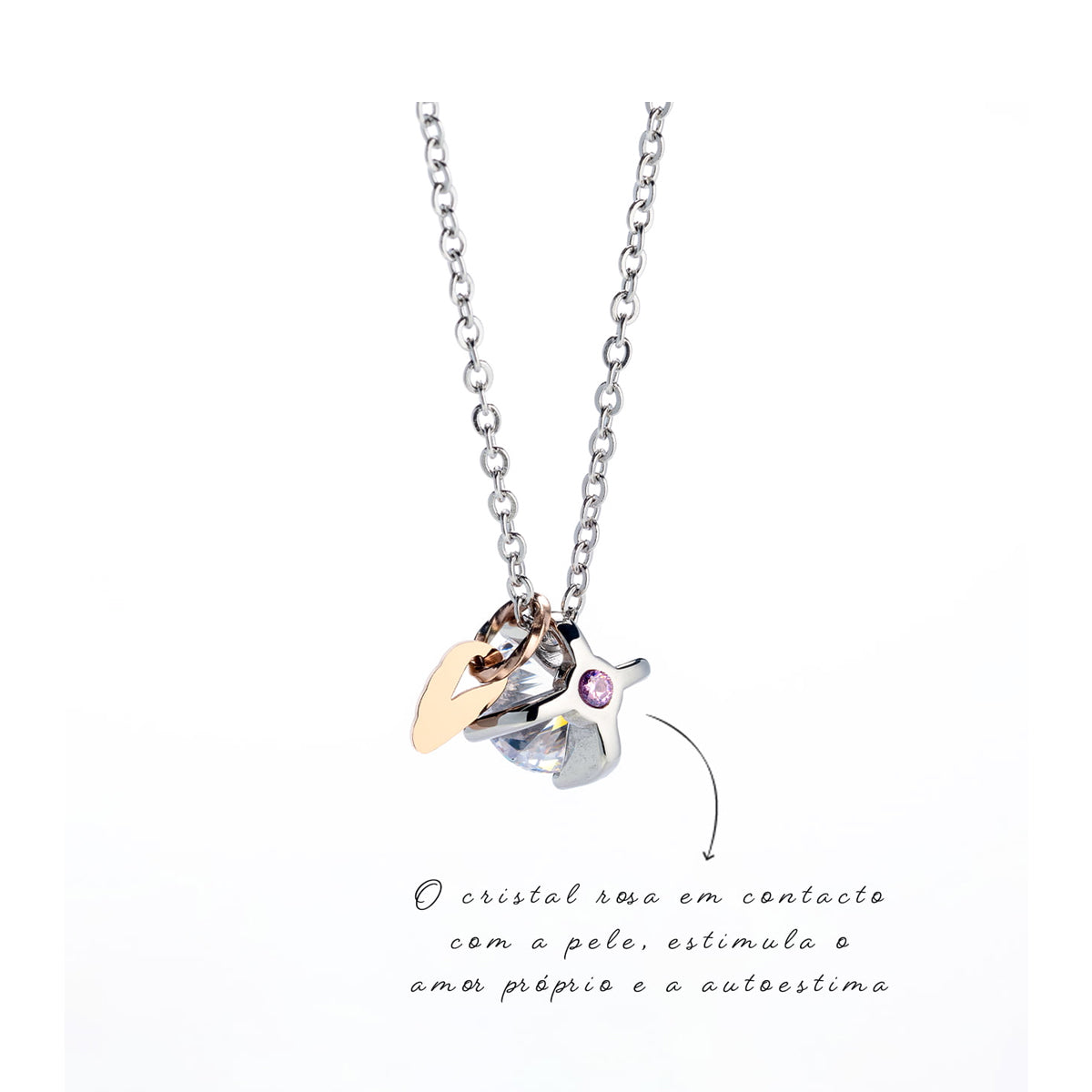 AN JEWELS JEWELRY Mod. AL.NLFY01 necklace with delicate charms and a crystal accent for elegance and self-love.