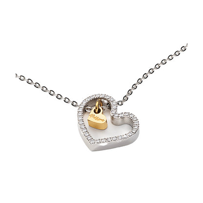 AN JEWELS JEWELRY Mod. AL.NLPA4SCZ heart-shaped necklace with gold and diamond accents on a silver chain.
