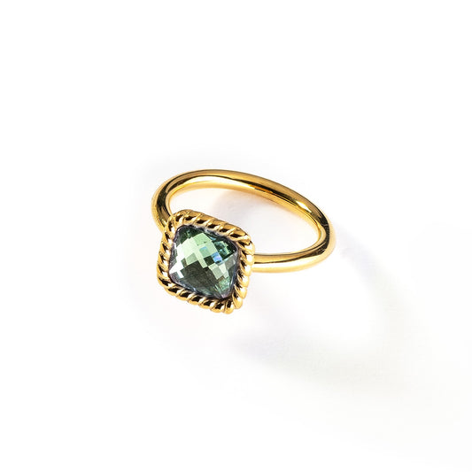 AN JEWELS JEWELRY Mod. AL.RMW07GGR-8 gold ring with green gemstone