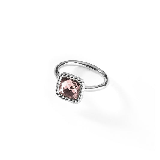 AN JEWELS JEWELRY Mod. AL.RMW07SPK-7 pink gemstone ring with silver band, elegant and stylish design.