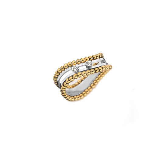 AN JEWELS JEWELRY Mod. AL.RSOKSYC-8 elegant gold and silver ring with sparkling stones