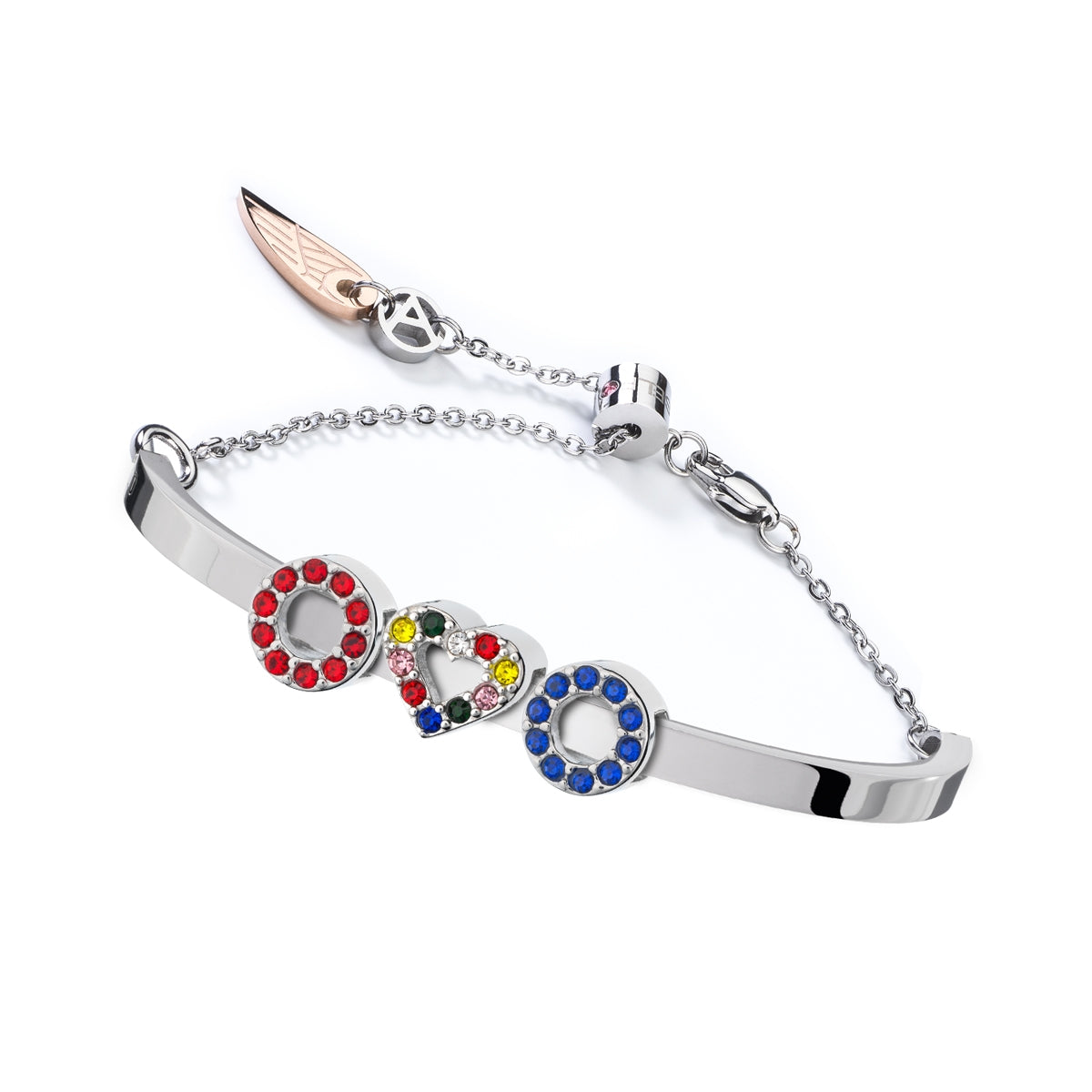 Stylish silver bracelet with colorful gems by AN JEWELS JEWELRY Mod. ANPULSEIRALI16