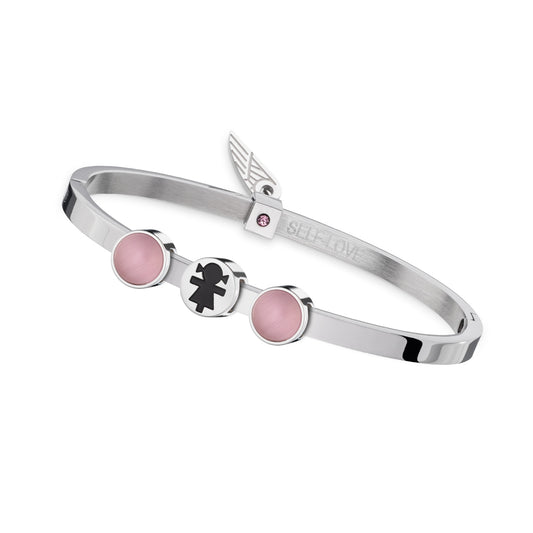 AN JEWELS JEWELRY Mod. ANPULSEIRALI21 silver bracelet with pink accents and wing charm