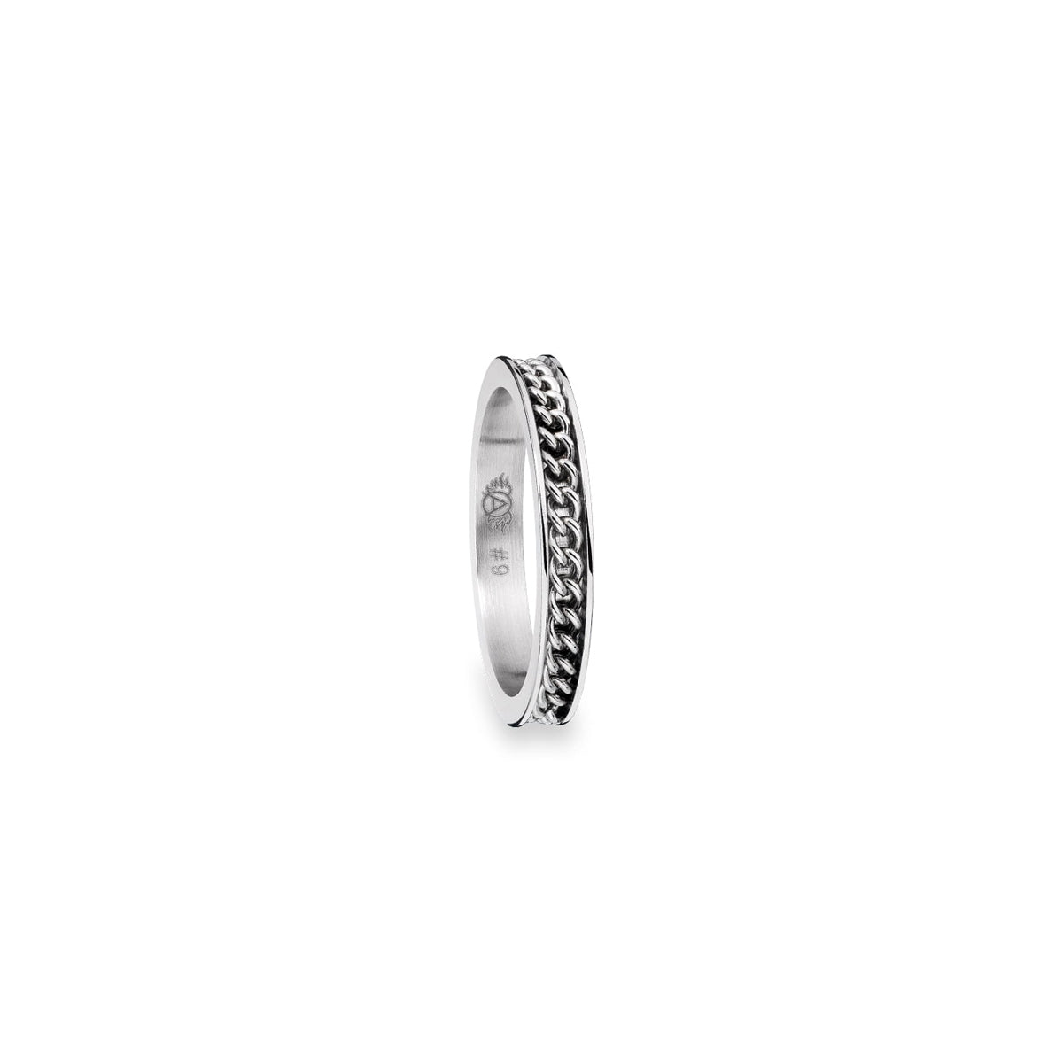 AN JEWELS JEWELRY Mod. AR.R1NS02S-7 silver ring in a minimalist design on white background.