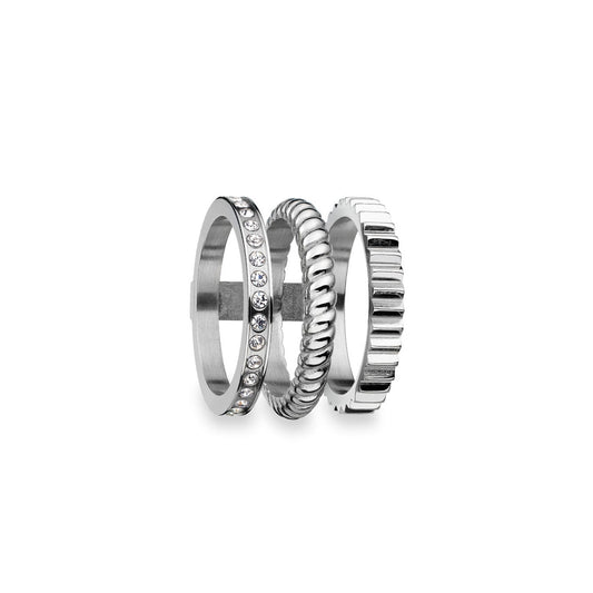 AN JEWELS JEWELRY Mod. AR.R3NS03S-9 silver ring set with textured designs
