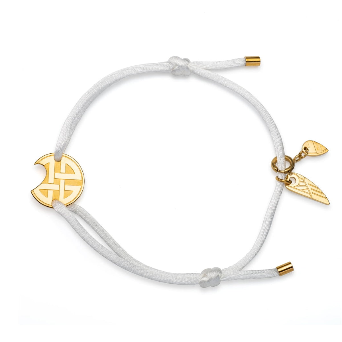 AN JEWELS JEWELRY Mod. AV.BGLBGGWH gold charm bracelet on white cord