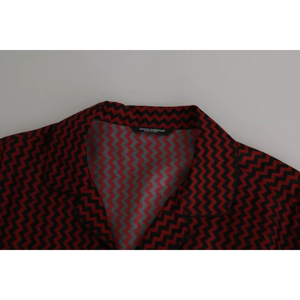 Dolce & Gabbana Black Red Zigzag Pattern Casual Shirt black-red-zigzag-pattern-casual-shirt