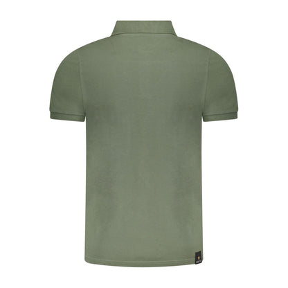 Accademia Militare Green Cotton Polo Shirt - back view, short sleeve military academy style with 3 buttons and logo