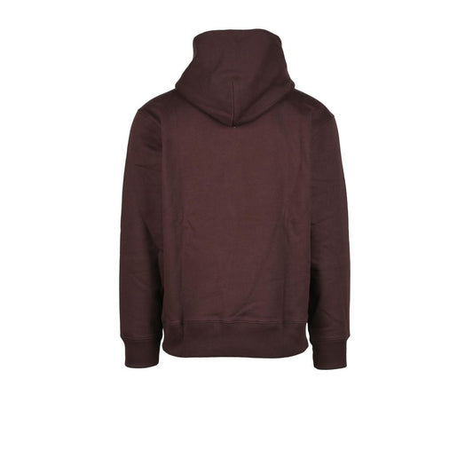 Back view of Adidas Brown Cotton Hoody for men, fall/winter collection, made from cotton polyester blend.