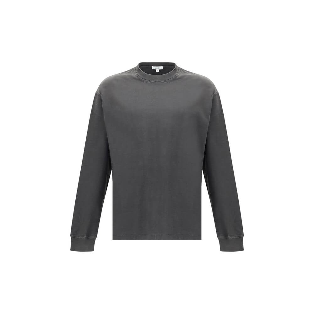 Agolde Gray Cotton Long Sleeve T-Shirt featuring a soft jersey fabric with ribbed crew neck and elasticized cuffs, perfect for AW25 season.