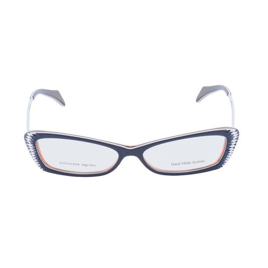 Alexander McQueen Multicolor Acetate Frames in blue, white, and orange with measurements 52/14/145 mm