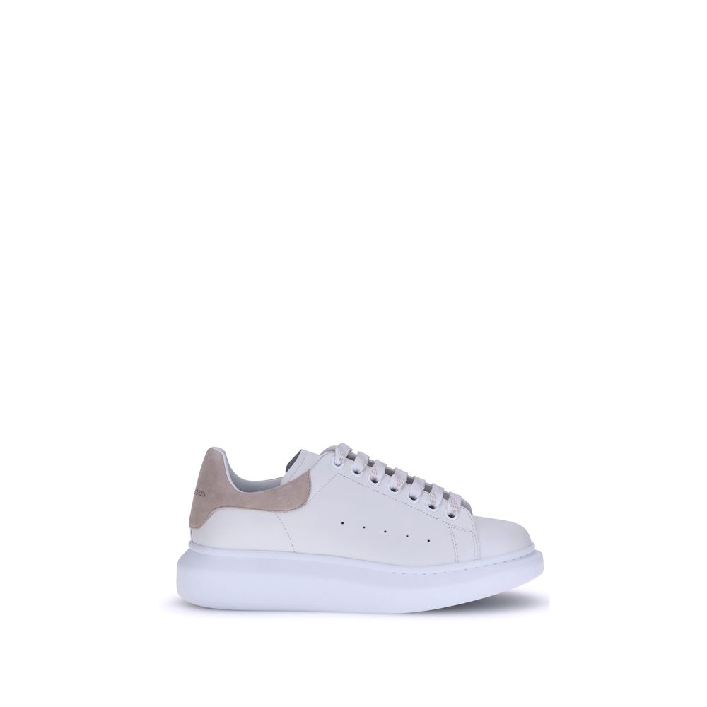 Alexander McQueen White Calf Leather Bos Taurus Platform Sneakers with lace-up design and classic round toe.