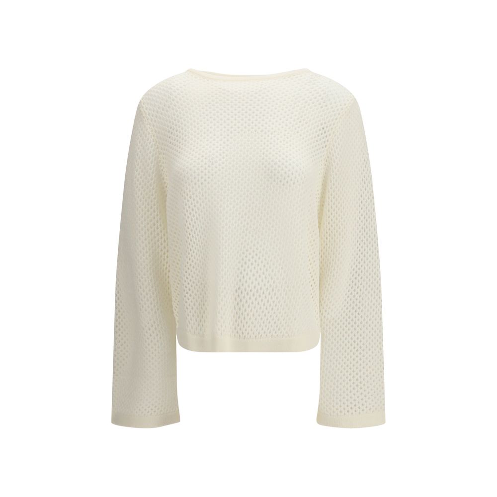 Allude White Fleece Wool Sweatshirt 1728,72470364320,Allude,Clothing,M,New with tags,Sweaters - Clothing,Sweatshirts - Sweaters - Clothing,White,Women
