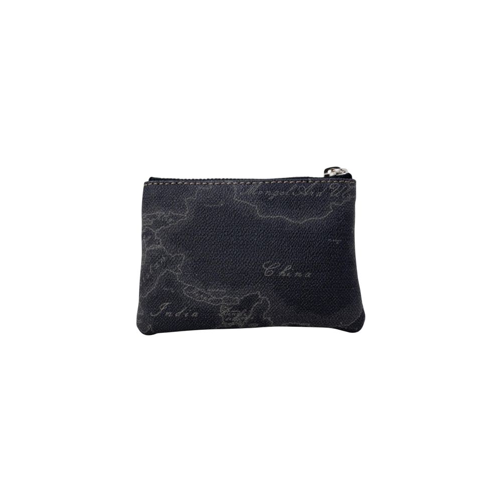 Alviero Martini Prima Classe Black Polyester Wallet with map design, compact and durable for women's fashion.
