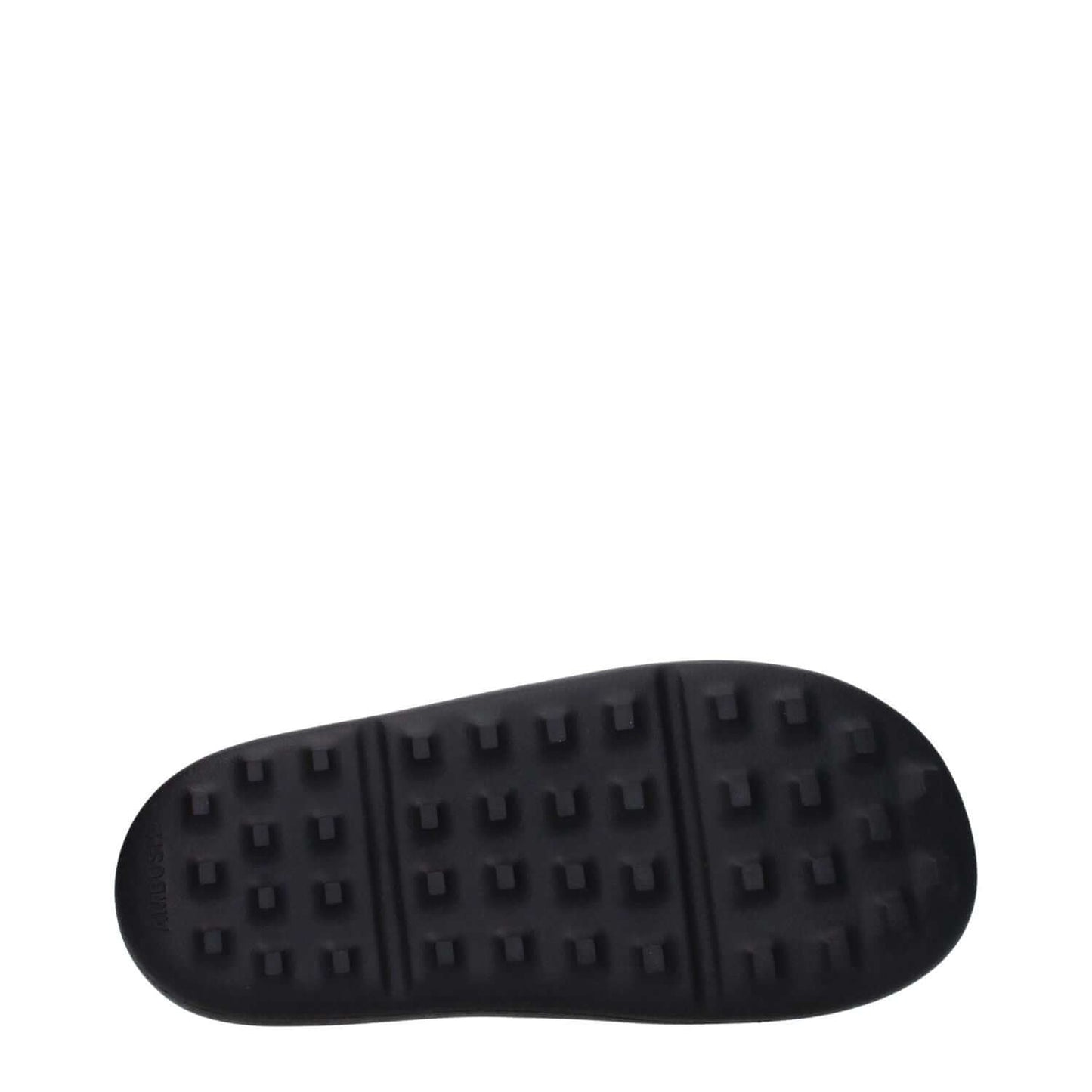 Sole view of Ambush Black Cotton Slippers with rubber open toe, featuring a textured design for comfort and grip.