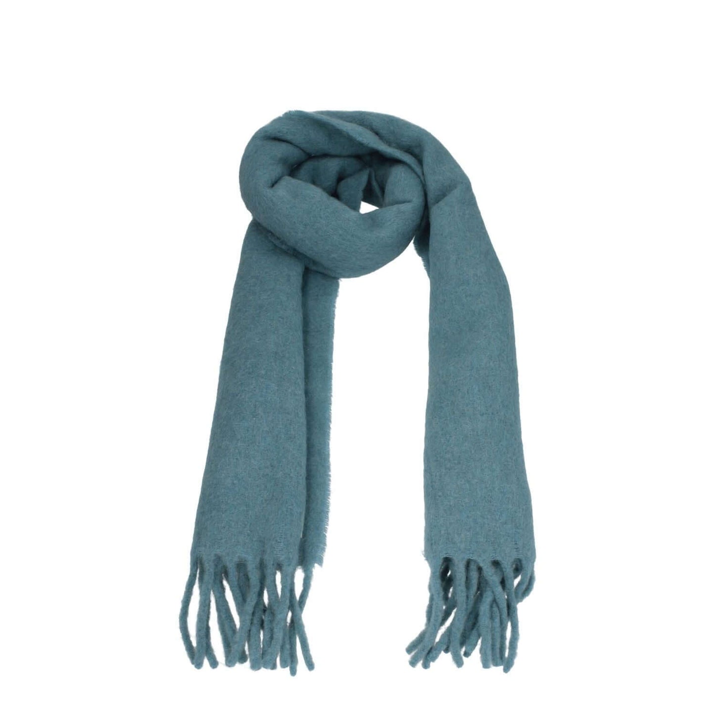 Ami Paris Green Leather Scarf with fringes and side logo, made of 80% alpaca and 20% polyamide, measuring 38x200 cm.