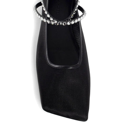 Amina Muaddi Black Fabric Ballet Flats