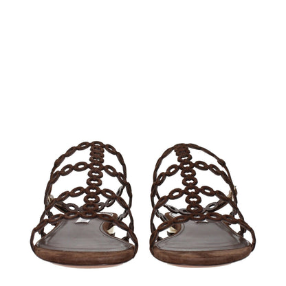 Aquazzura Brown Leather Flat Sandals
