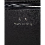 Close-up of Armani Exchange Black Polyester Messenger Bag with logo and zip detail.