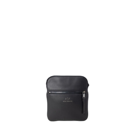 Armani Exchange Black Polyester Messenger Bag - men's crossbody bag with zip closure, lightweight and durable.