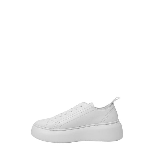 Armani Exchange White Leather Sneaker for women with elegant minimalist design and thick sole for comfort.