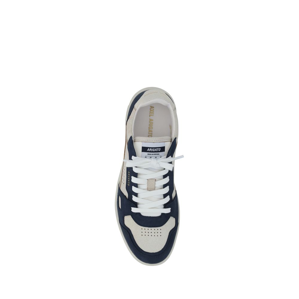 Top view of Axel Arigato Multicolor Calf Leather Bos Taurus Low Top Sneakers with lace-up front and suede details.