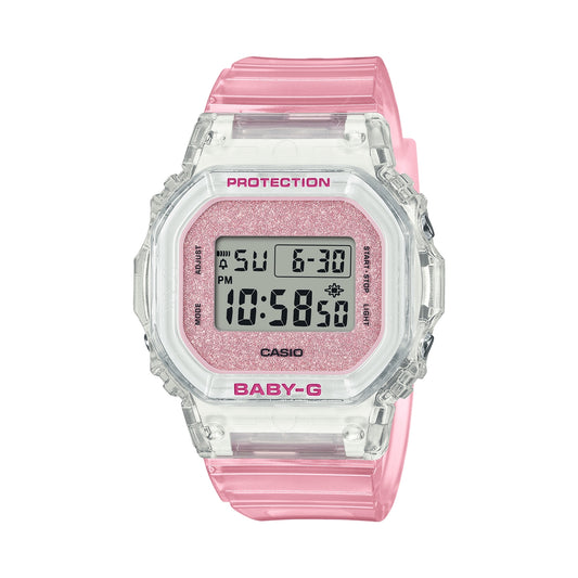 BABY-G Mod. 565 GLITTER CRYSTALS SERIE - PINK wristwatch with resin strap, quartz movement, and multifunction design.