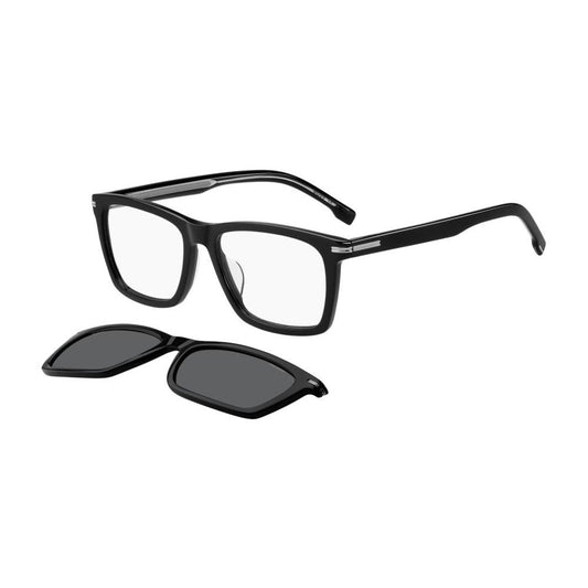 BOSS MOD. BOSS 1726_G_CS WITH CLIP ON acetate glasses for gents with detachable clip-on lenses, elegant design in black.