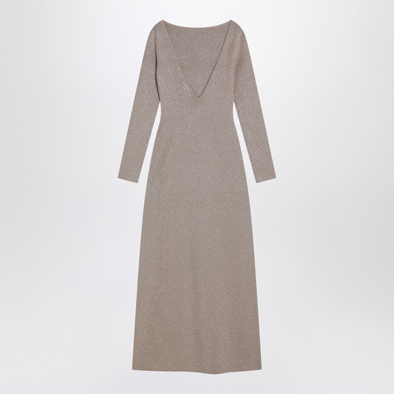 Max Mara Pianoforte Beige dress in viscose and lurex yarn BRACCOCO/R_MAXMP-001_323