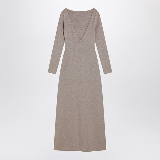 Max Mara Pianoforte Beige dress in viscose and lurex yarn BRACCOCO/R_MAXMP-001_323