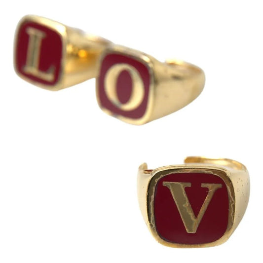 Gold Brass LOVE Enamel Set of 3 Ring Dolce & Gabbana