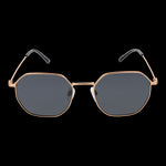 BULGET MOD. BG3318M 5304AP gent's sunglasses with gold frame and dark lenses on black background.