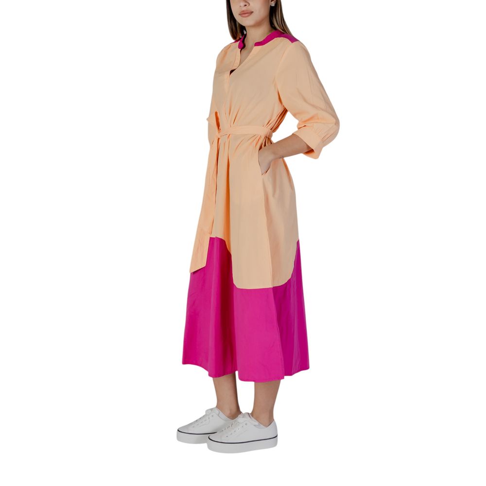 B.Young Orange Cotton Long Dress