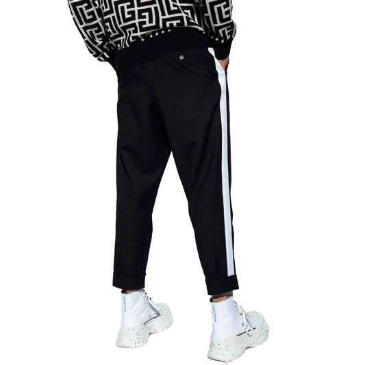 Balmain Black Cotton Men Trousers