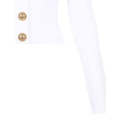 Balmain Button-Trim Cable-Knit Cardigan Topwear