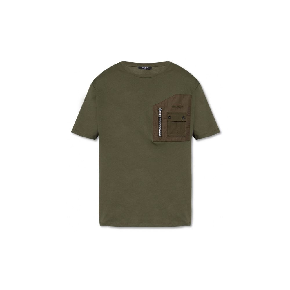 Balmain Green Cotton T-Shirt