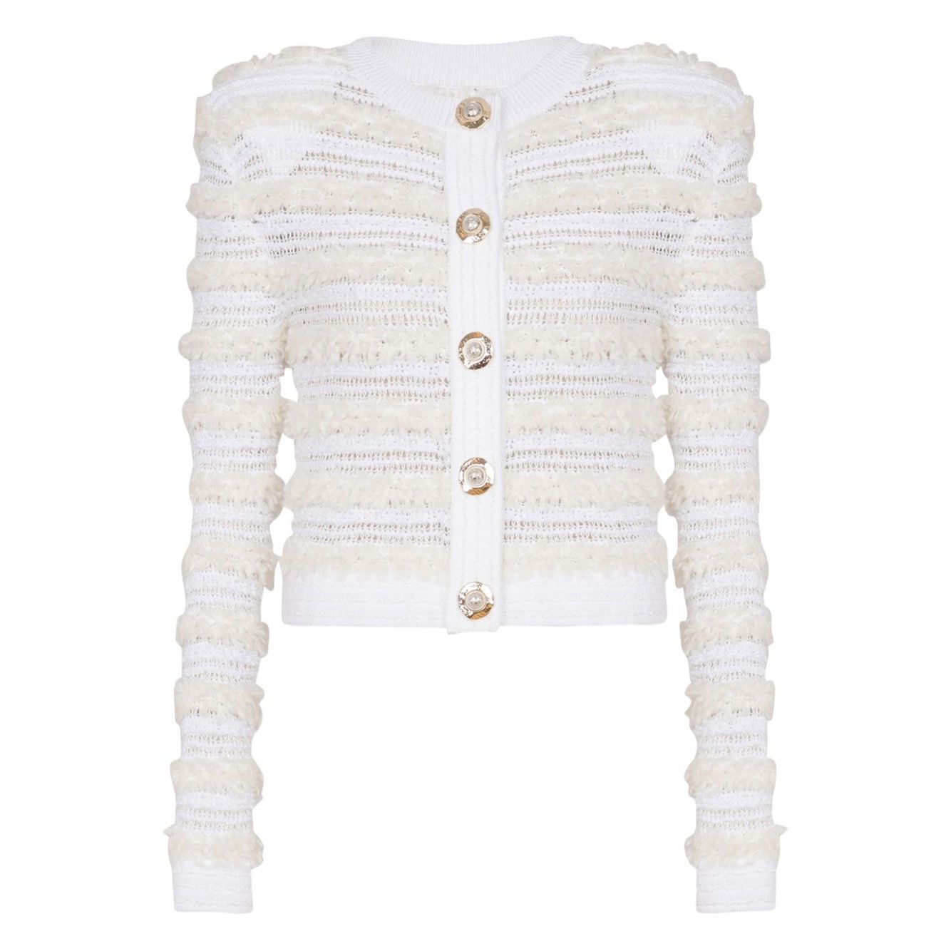 Balmain Long-sleeved tweed-effect knit cardigan Topwear