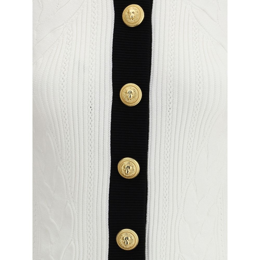 Balmain White Viscose Cardigan