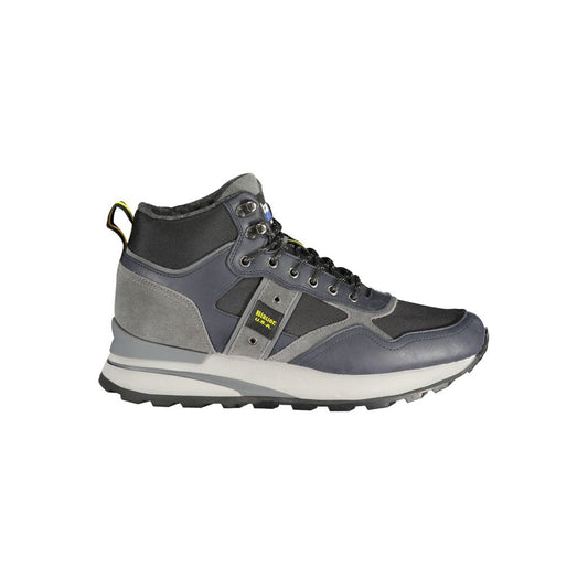 Blauer Blue Leather Men Sneaker with contrasting details and removable footbed, ideal for streetwear style and comfort.