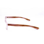 Side view of Bottega Veneta Bicolor Acetate Frames in lilac havana pink, showcasing acetate material and stylish design.