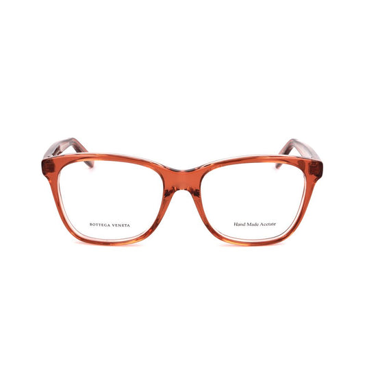 Bottega Veneta Multicolor Acetate Frames in pink, handmade acetate glasses for women, size 52/17/140mm, front view.