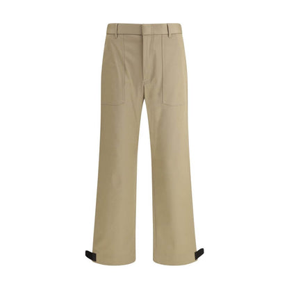 Brioni Beige Cotton Cargo Pants with adjustable legs and leather buckle details, showcasing functional elegance for AW25 season.