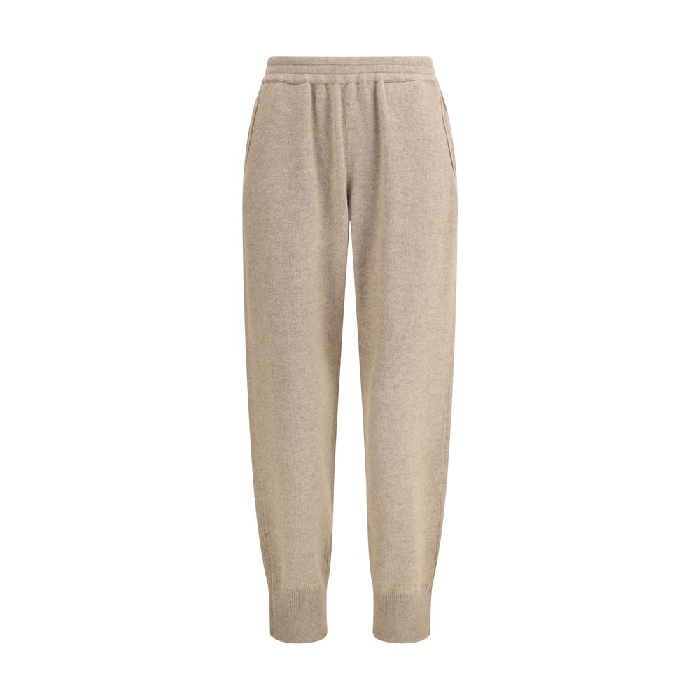 Brunello Cucinelli Beige Cashmere Pants with elastic waistband and welt pockets